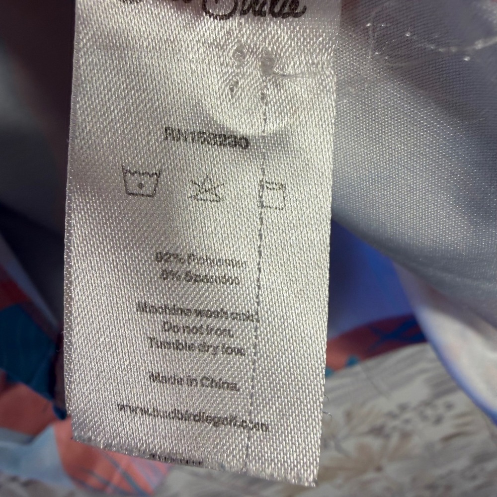Bad Birdie Polo Shirt‎ XL Tropical Floral Golf Coral Blue Performance Stretch - Picture 10 of 11